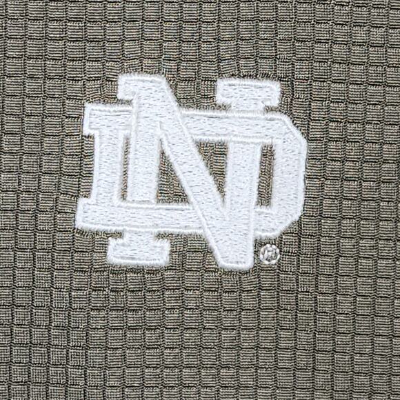 NOTRE DAME Shirt Mens Large Green Button Up Short Sleeve ADIDAS Climalite Y2K - Picture 7 of 14